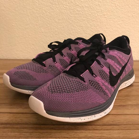 Nike Flyknit Lunar 1+ One+ Men's Size 8.5 Purple Black Racer Grey Air Max - Picture 2 of 7
